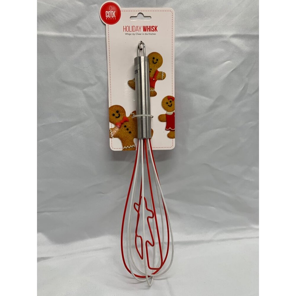 Cook Works Holiday Whisk Stainless Steel Core Silicone Coated Gingerbread Design